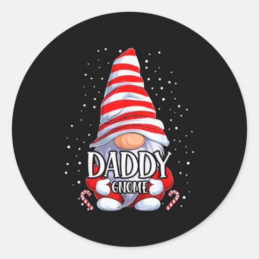 Daddy Gnome Christmas Pajamas Matching Family Grou Ronde Sticker (Voorkant)