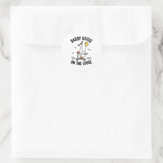 Daddy Goose On The Loose Funny Birthday Matching F Ronde Sticker (Tas)