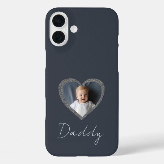 Daddy Grey Hart Eerste Vaderdag Fotocollage Case-Mate iPhone Case (Achterkant)