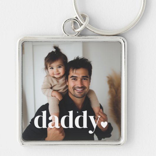 Daddy Heart - Eerste Vaderdag Foto Sleutelhanger (Voorkant)