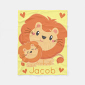 Daddy Leeuw & Cub Oerwoud Dieren Safari Kwekerij Fleece Deken (Voorkant)