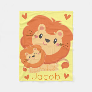 Daddy Leeuw & Cub Oerwoud Dieren Safari Kwekerij Fleece Deken
