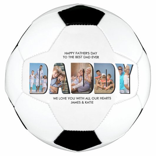 DADDY Letter Cutout Photo Collage Custom Text Voetbal (Voorkant)