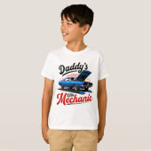 Daddy Little Mechanic Classic Car Keepsake Draag T-shirt (Voorkant volledig)