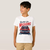 Daddy Little Mechanic Classic Car Keepsake Draag T-shirt (Voorkant volledig)