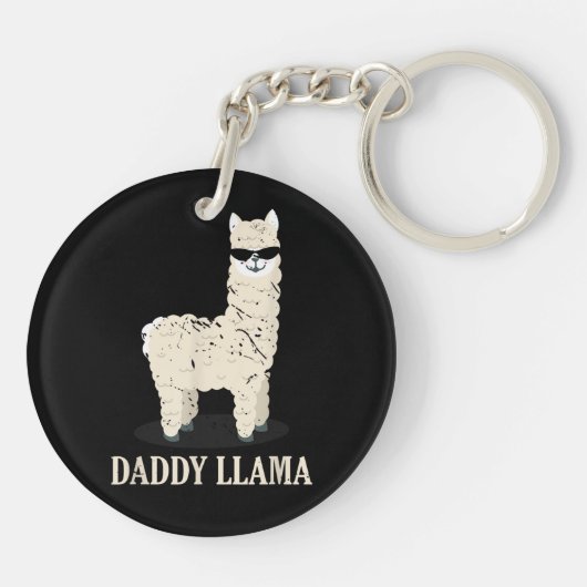 Daddy Llama Alpaca Grappig Dierenvriend Sleutelhanger (Achterkant)