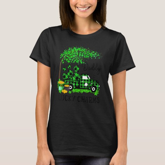 Daddy Lucky Charm Shamrock Graphic Truck St Patric T-shirt (Voorkant)