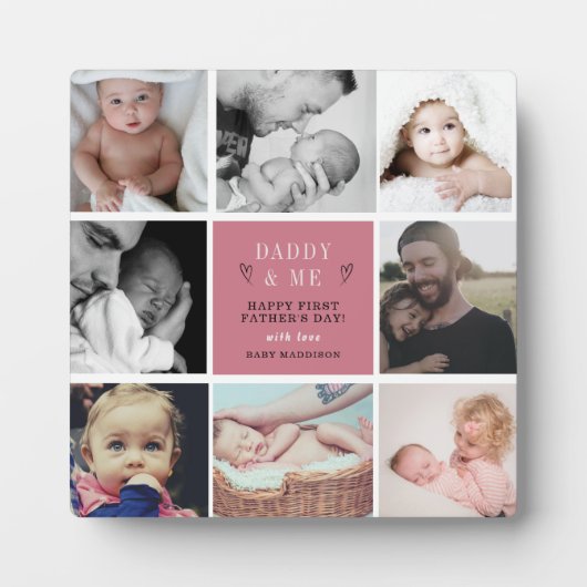 'Daddy & Me' 1e Vaderdag foto collage plaque Fotoplaat (Voorkant)