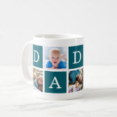 Daddy Minimal Color Block Fotocollage Blauw Koffiemok (Voorkant links)