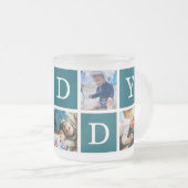 Daddy Minimal Color Block Fotocollage Blauw Matglas Koffiemok (Voorkant rechts)