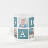 Daddy Minimal Color Block Fotocollage Blauw Matglas Koffiemok (Voorkant links)