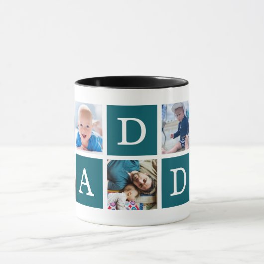 Daddy Minimal Color Block Fotocollage Blauw Mok (Midden)