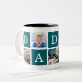 Daddy Minimal Color Block Fotocollage Blauw Tweekleurige Koffiemok (Voorkant links)