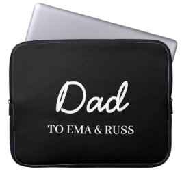 Daddy Modern Kids Names Father’s Day Black Laptop Sleeve