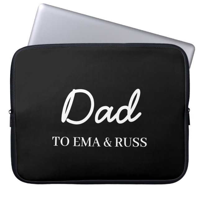 Daddy Modern Kids Names Father’s Day Black Laptop Sleeve (Voorkant)