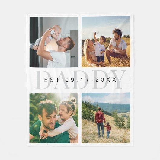 Daddy Modern Vaderdag Fotocollage Fleece Deken (Voorkant)