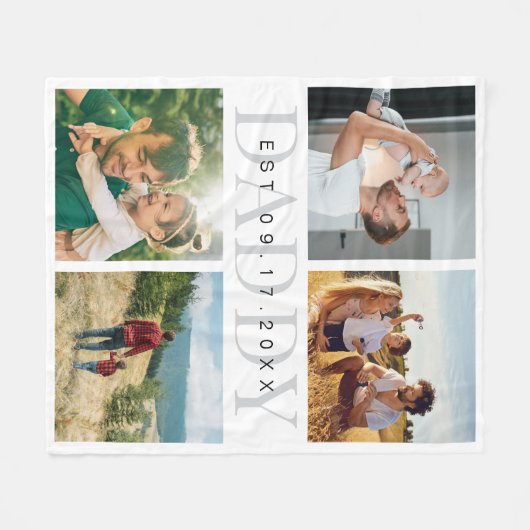 Daddy Modern Vaderdag Fotocollage Fleece Deken (Voorkant (Horizontaal))