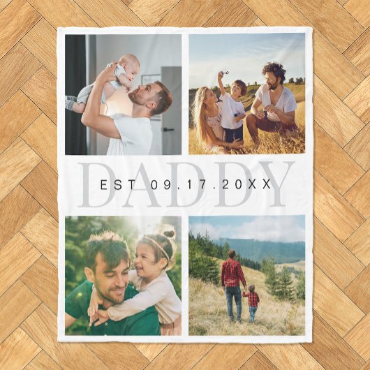 Daddy Modern Vaderdag Fotocollage Fleece Deken