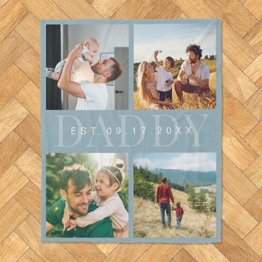 Daddy Modern Vaderdag Fotocollage Fleece Deken
