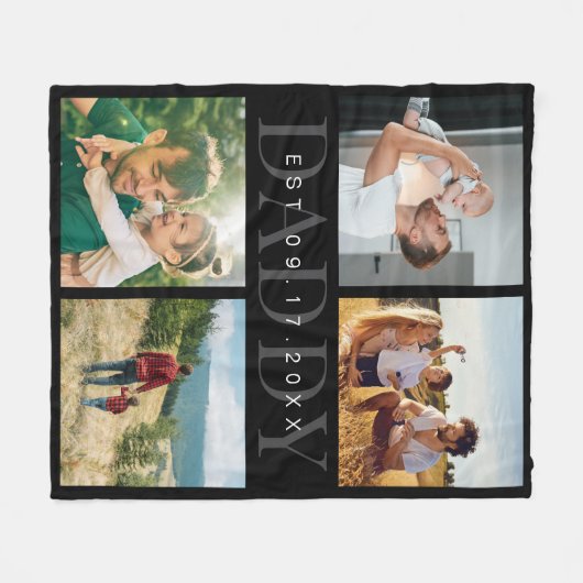 Daddy Modern Vaderdag Fotocollage Fleece Deken (Voorkant (Horizontaal))