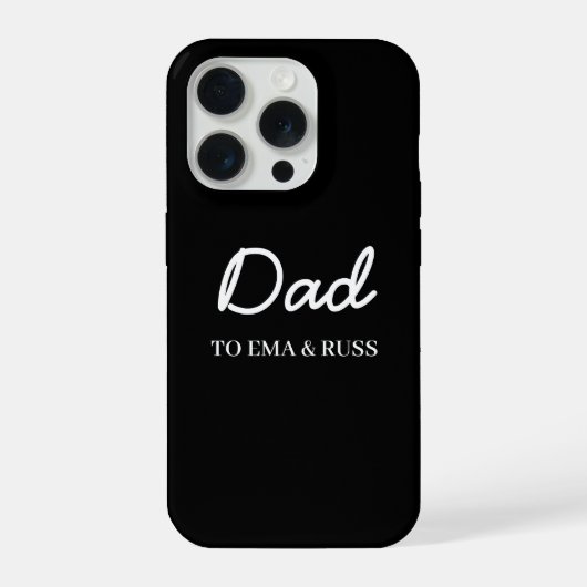 Daddy Moderne Kinderen Namen Vaderdag Zwart iPhone Hoesje (Achterkant)