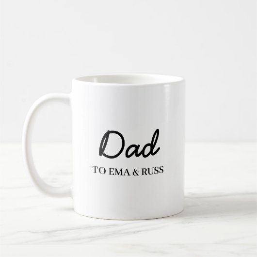 Daddy moderne Vaderdag Kinderen Namen Script Koffiemok (Links)