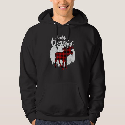 Daddy Moose Red Plaid Buffalo Matching Family Paja Hoodie (Voorkant)