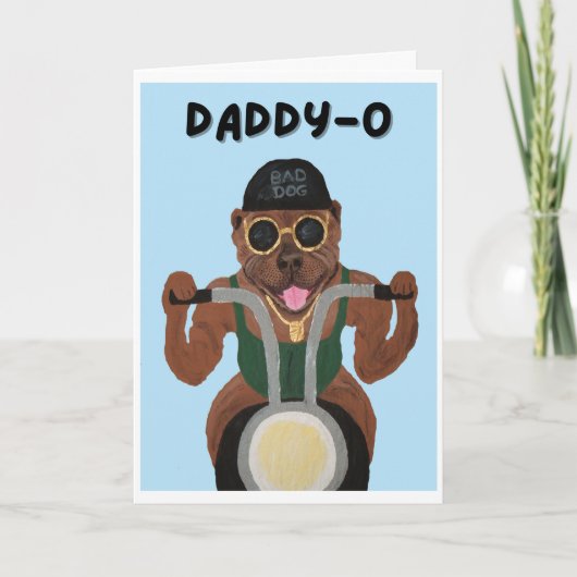 Daddy-O Gelukkige Vaderdag Pit Bull Biker Kaart (Voorkant)