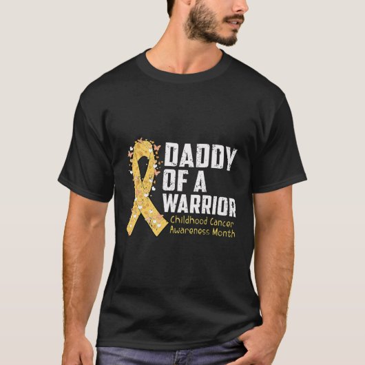 Daddy Of A Warrior Childhood Cancer Awareness 1  T-shirt (Voorkant)