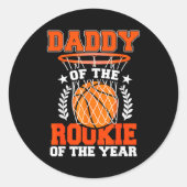 Daddy Of Rookie 1st Basketball Bday Theme Matching Ronde Sticker (Voorkant)