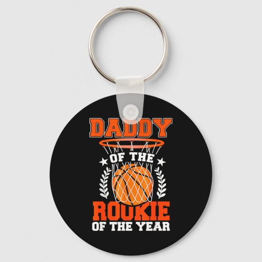 Daddy Of Rookie 1st Basketball Bday Theme Matching Sleutelhanger (Voorkant)