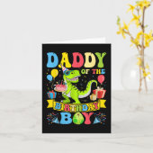 Daddy of the Birthday Boy Dinosaur T-Rex Verjaarda Kaart (Gele Bloem)