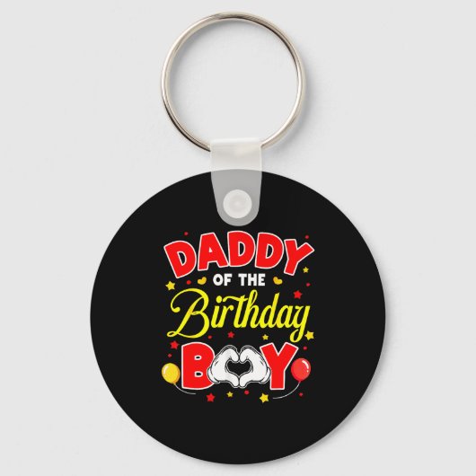 Daddy Of The Birthday Boy Matching Dad Son Family  Sleutelhanger (Voorkant)