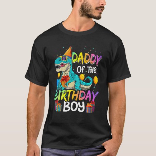 Daddy Of The Birthday Boy Matching Family Dinosaur T-shirt (Voorkant)