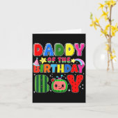 Daddy Of The Birthday Boy Melon Family Matching Fu Kaart (Gele Bloem)