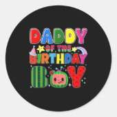 Daddy Of The Birthday Boy Melon Family Matching Fu Ronde Sticker (Voorkant)