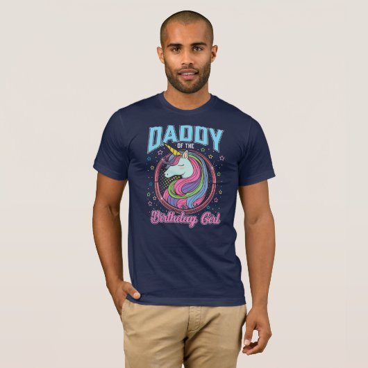 Daddy of the Birthday Girl Eenhoorn Theme Party T-shirt (Voorkant volledig)