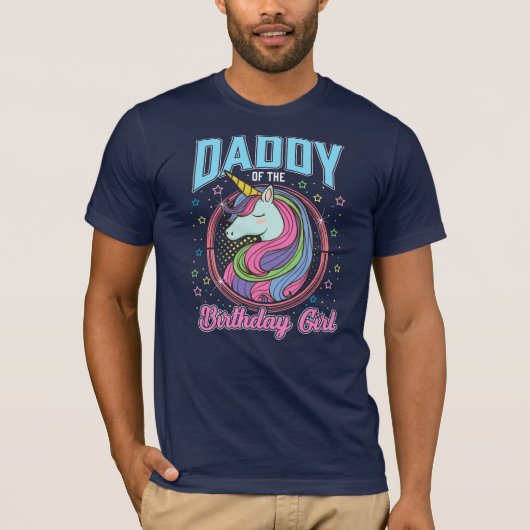 Daddy of the Birthday Girl Eenhoorn Theme Party T-shirt (Voorkant)