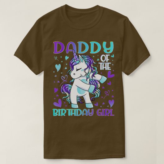 Daddy of the Birthday Girl Flossing Unicorn Dad Da T-shirt (Design voorkant)