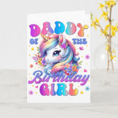 Daddy Of The Birthday Girl Unicorn Flower Family M Kaart (Gele Bloem)