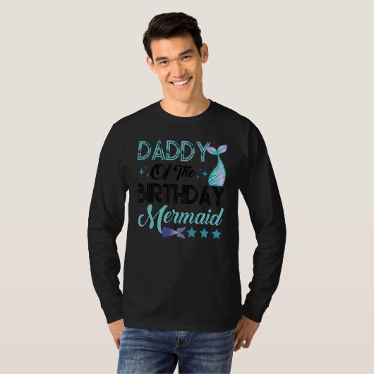Daddy Of The Birthday Mermaid Family Matching Part T-shirt (Voorkant volledig)
