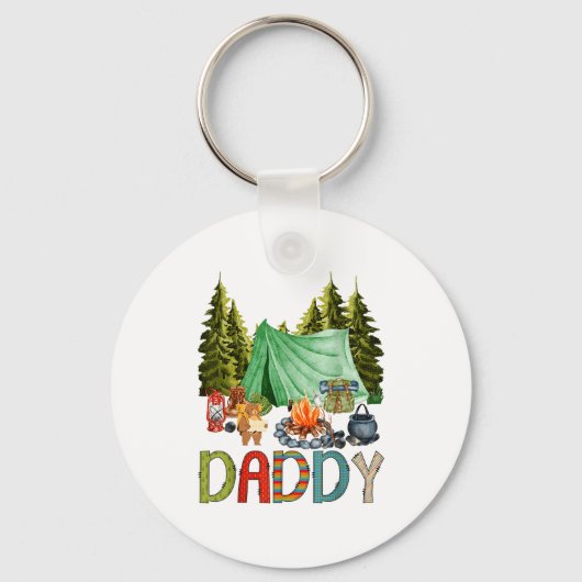 Daddy Of The Happy Camper 1st Birthday Bear Camng  Sleutelhanger (Voorkant)