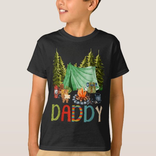 Daddy Of The Happy Camper 1st Birthday Bear Camng  T-shirt (Voorkant)