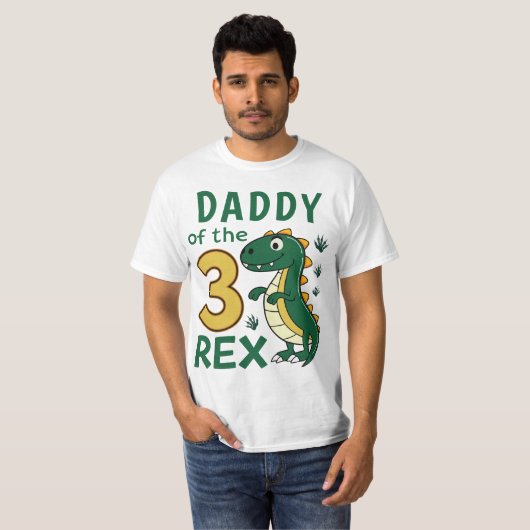 Daddy of the Three-Rex Matching Dinosaur Birthday T-shirt (Voorkant volledig)