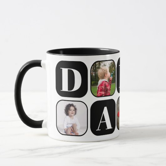 Daddy Photo Collage Sjabloon Zwarte Mok (Links)