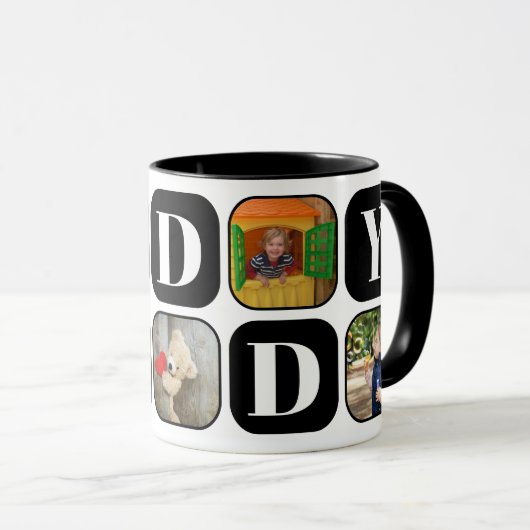 Daddy Photo Collage Sjabloon Zwarte Mok (Voorkant rechts)