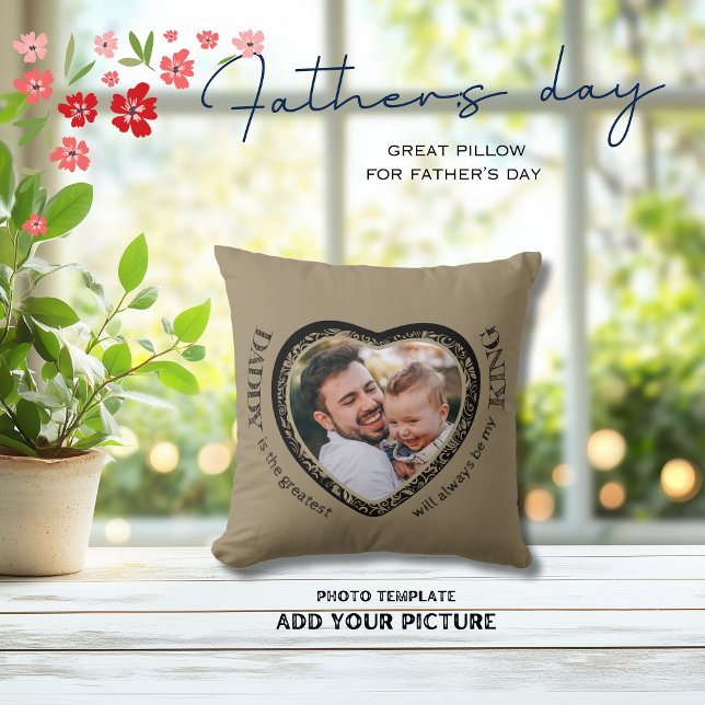Daddy Photo Heart Shape Kussen (Daddy Photo Heart Shape Throw Pillow)