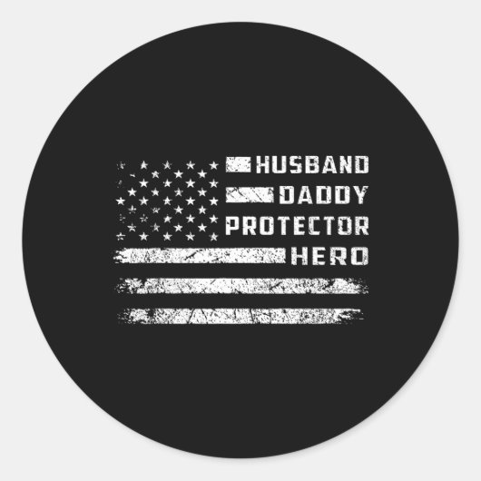 Daddy Protector held Amerikaanse vlag vaders dag Ronde Sticker (Voorkant)