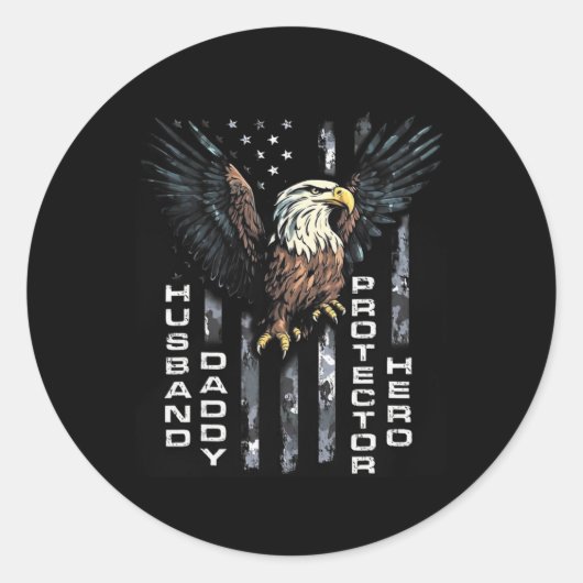 Daddy Protector Hero Fathers Day Amerikaanse vlag Ronde Sticker (Voorkant)