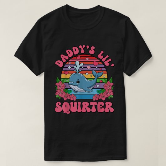 Daddy’s Lil’ Squirter Retro Whale Tee T-shirt (Design voorkant)